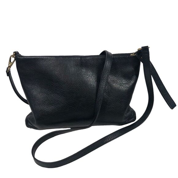 Fossil Purse Womens S Black Pebble Leather Gold Zipper Crossbody Vintage Classic - Picture 7 of 15